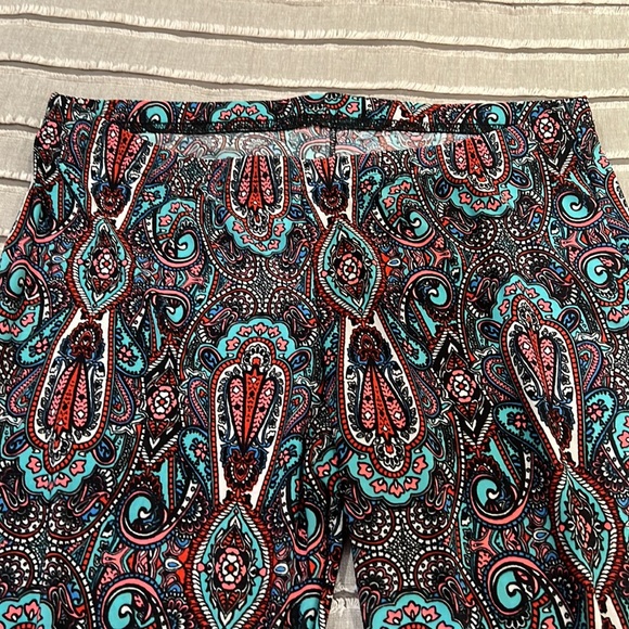 Junior size large printed bell bottom flare pants. Elastic waist band - Picture 3 of 7